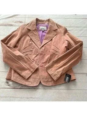 Wilsons Leather Women's Maxima Vintage Pink Front Zipper Jacket Size Lar…